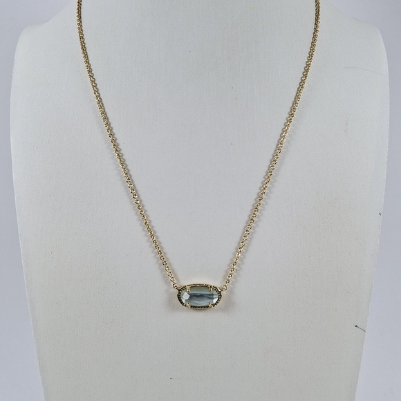 Kendra Scott Jewelry - Kendra Scott Elisa Gold Pendant Necklace Aqua Crystal NWT 16 Inch Blue Statement